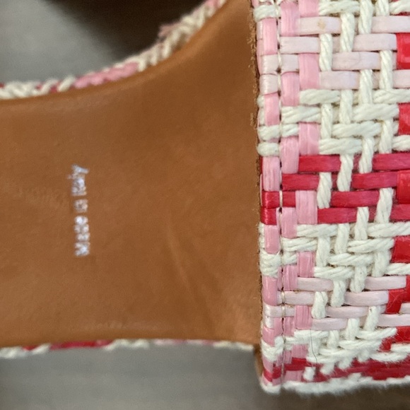 NWOT Ron White Italian Made Platform Wedge White Red Tweed Sandals Size 40 - Picture 10 of 14